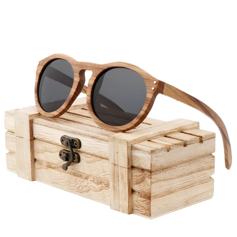 Breeze - Zebra Wood Retro Style Sunglasses