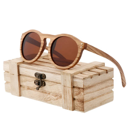 Breeze - Zebra Wood Retro Style Sunglasses