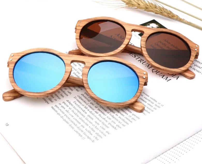 Breeze - Zebra Wood Retro Style Sunglasses